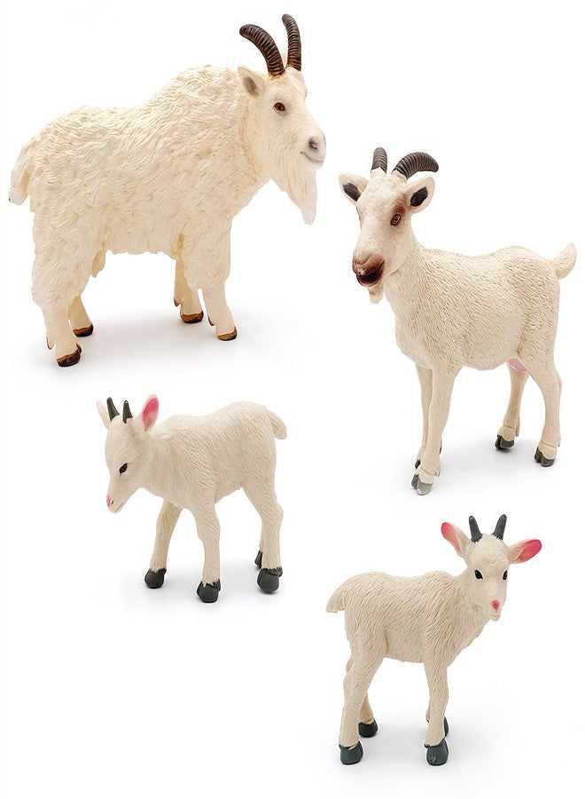 Higherbros Goat Figurines 4Pcs Animal Toy Set - Sheep Toys, Farm Animal Decor for Kids, Perfect for Gifts, Party Favors - Image 1
